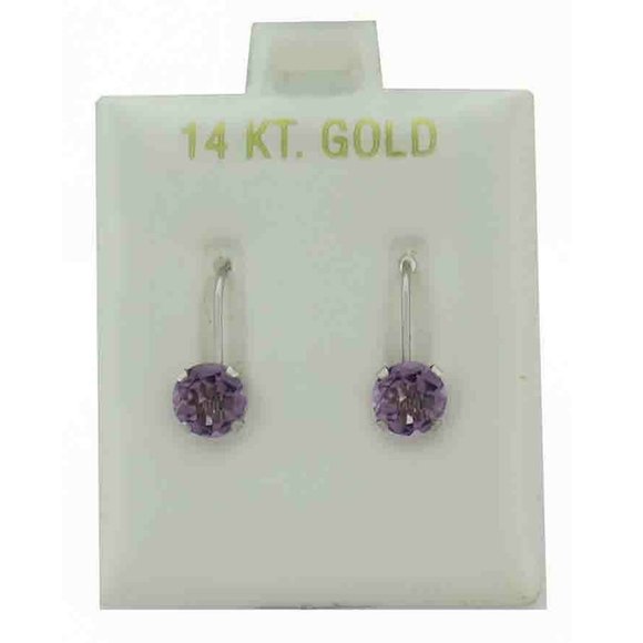 Genuine 1.74 Cts Amethyst Dangling Earrings 14k White Gold